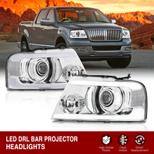 Load image into Gallery viewer, Ford F150 2004-2008 LED DRL Bar Projector Headlights Chrome Housing Clear Len Clear Reflector
