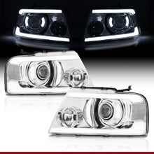 Load image into Gallery viewer, Ford F150 2004-2008 LED DRL Bar Projector Headlights Chrome Housing Clear Len Clear Reflector

