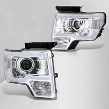 Load image into Gallery viewer, Ford F150 2009-2014 LED DRL Bar Projector Headlights Chrome Housing Clear Len Clear Reflector (Halogen Models Only)
