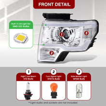 Load image into Gallery viewer, Ford F150 2009-2014 LED DRL Bar Projector Headlights Chrome Housing Clear Len Clear Reflector (Halogen Models Only)
