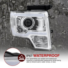 Load image into Gallery viewer, Ford F150 2009-2014 LED DRL Bar Projector Headlights Chrome Housing Clear Len Clear Reflector (Halogen Models Only)
