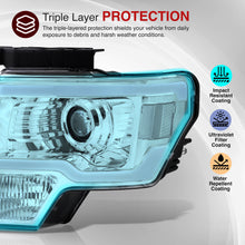 Load image into Gallery viewer, Ford F150 2009-2014 LED DRL Bar Projector Headlights Chrome Housing Clear Len Clear Reflector (Halogen Models Only)
