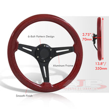 Load image into Gallery viewer, Universal 350mm Wood Grain Style Aluminum Steering Wheel Black Center Metallic Red Wood
