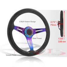 Load image into Gallery viewer, Universal 350mm Wood Grain Style Steel Steering Wheel Neo Chrome Center Metallic Black Wood
