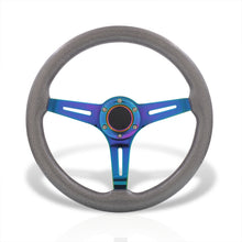 Load image into Gallery viewer, Universal 350mm Wood Grain Style Steel Steering Wheel Neo Chrome Center Metallic Gunmetal Wood
