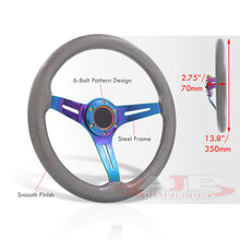 Load image into Gallery viewer, Universal 350mm Wood Grain Style Steel Steering Wheel Neo Chrome Center Metallic Gunmetal Wood
