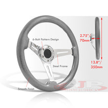 Load image into Gallery viewer, Universal 350mm Heavy Duty Steel Wood Grain Style Steering Wheel Polish Center Gunmetal Metallic Wood
