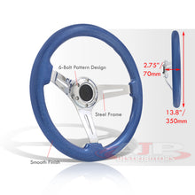 Load image into Gallery viewer, Universal 350mm Heavy Duty Steel Wood Grain Style Steering Wheel Polish Center Metallic Blue Wood
