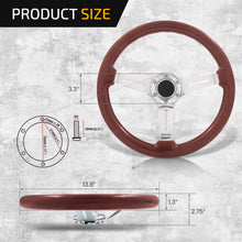 Load image into Gallery viewer, Universal 350mm Heavy Duty Steel Wood Grain Style Steering Wheel Polish Center Dark Wood
