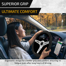 Load image into Gallery viewer, Universal 350mm Heavy Duty Steel Wood Grain Style Steering Wheel Polish Center Black Wood
