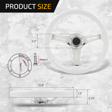 Load image into Gallery viewer, Universal 350mm Heavy Duty Steel Wood Grain Style Steering Wheel Polish Center White Wood
