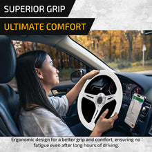 Load image into Gallery viewer, Universal 350mm Heavy Duty Steel Wood Grain Style Steering Wheel Polish Center White Wood
