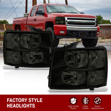 Load image into Gallery viewer, Chevrolet Silverado 2007-2013 Factory Style Headlights Chrome Housing Smoke Len Clear Reflector
