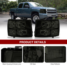Load image into Gallery viewer, Chevrolet Silverado 2007-2013 Factory Style Headlights Chrome Housing Smoke Len Clear Reflector
