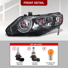 Load image into Gallery viewer, Honda Civic Sedan 2006-2011 Factory Style Headlights Black Housing Clear Len Clear Reflector
