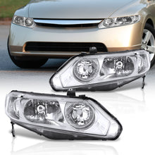 Load image into Gallery viewer, Honda Civic Sedan 2006-2011 Factory Style Headlights Chrome Housing Clear Len Clear Reflector
