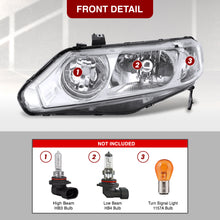 Load image into Gallery viewer, Honda Civic Sedan 2006-2011 Factory Style Headlights Chrome Housing Clear Len Clear Reflector
