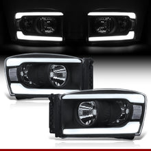 Load image into Gallery viewer, Dodge Ram 1500 2006-2008 / Ram 2500 3500 2006-2009 LED DRL Bar Factory Style Headlights Black Housing Clear Len Clear Reflector
