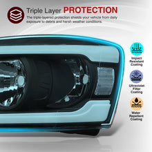 Load image into Gallery viewer, Dodge Ram 1500 2006-2008 / Ram 2500 3500 2006-2009 LED DRL Bar Factory Style Headlights Black Housing Clear Len Clear Reflector
