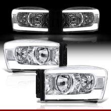 Load image into Gallery viewer, Dodge Ram 1500 2006-2008 / Ram 2500 3500 2006-2009 LED DRL Bar Factory Style Headlights Chrome Housing Clear Len Clear Reflector
