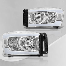 Load image into Gallery viewer, Dodge Ram 1500 2006-2008 / Ram 2500 3500 2006-2009 LED DRL Bar Factory Style Headlights Chrome Housing Clear Len Clear Reflector
