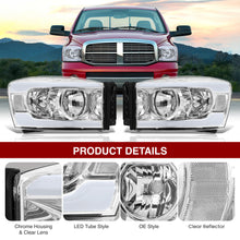 Load image into Gallery viewer, Dodge Ram 1500 2006-2008 / Ram 2500 3500 2006-2009 LED DRL Bar Factory Style Headlights Chrome Housing Clear Len Clear Reflector

