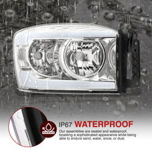 Load image into Gallery viewer, Dodge Ram 1500 2006-2008 / Ram 2500 3500 2006-2009 LED DRL Bar Factory Style Headlights Chrome Housing Clear Len Clear Reflector
