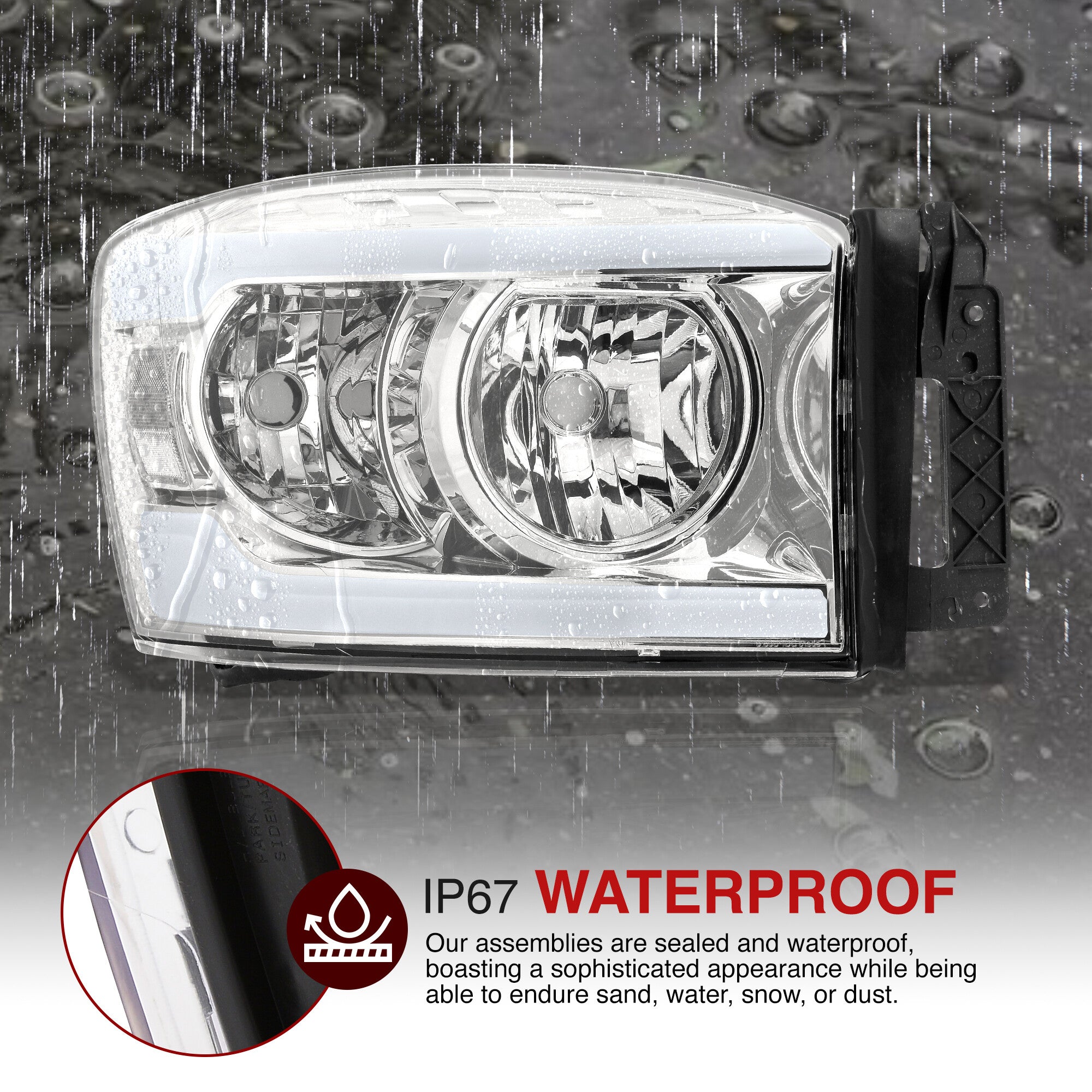 thumbnail image 2 of CHEDA LED DRL Corner Headlights For 2009-2012 Ram 1500/2500/3500 - Black Housing, Pair 2 of 4