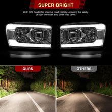 Load image into Gallery viewer, Dodge Ram 1500 2006-2008 / Ram 2500 3500 2006-2009 LED DRL Bar Factory Style Headlights Chrome Housing Clear Len Clear Reflector
