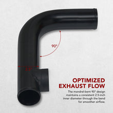 Load image into Gallery viewer, 2.5 inch 90 Degree pipe with SQV / SSQV Flange Black
