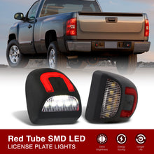 Load image into Gallery viewer, Chevrolet Silverado Tahoe Suburban 1999-2013 / GMC Sierra Yukon 1999-2013 / Cadillac Escalade 2002-2006 White &amp; Red Bar SMD LED License Plate Lights Clear Len
