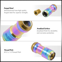 Load image into Gallery viewer, God Snow Lug Nuts M12 x1.25mm Thread pitch Neo Chrome Body Gold Trim (20 Piece +1 Key)
