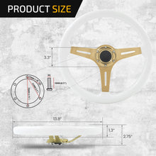 Load image into Gallery viewer, Universal 350mm Heavy Duty Steel Wood Grain Style Steering Wheel Gold Center White Wood
