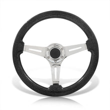 Load image into Gallery viewer, Universal 350mm Heavy Duty Steel Wood Grain Style Steering Wheel Polish Center Metallic Black Wood
