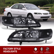 Load image into Gallery viewer, Honda Accord 1998-2002 Factory Style Headlights Black Housing Clear Len Clear Reflector
