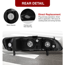 Load image into Gallery viewer, Honda Accord 1998-2002 Factory Style Headlights Black Housing Clear Len Clear Reflector
