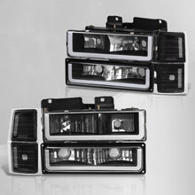 Load image into Gallery viewer, Chevrolet C/K 1500 2500 3500 1994-1998 LED DRL Bar Factory Style Headlights + Bumpers + Corners Black Housing Clear Len Clear Reflector
