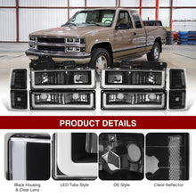 Load image into Gallery viewer, Chevrolet C/K 1500 2500 3500 1994-1998 LED DRL Bar Factory Style Headlights + Bumpers + Corners Black Housing Clear Len Clear Reflector
