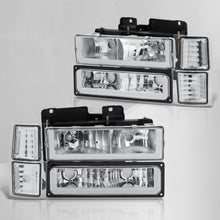 Load image into Gallery viewer, Chevrolet C/K 1500 2500 3500 1994-1998 LED DRL Bar Factory Style Headlights + Bumpers + Corners Chrome Housing Clear Len Clear Reflector
