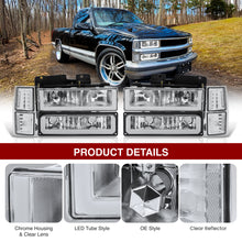Load image into Gallery viewer, Chevrolet C/K 1500 2500 3500 1994-1998 LED DRL Bar Factory Style Headlights + Bumpers + Corners Chrome Housing Clear Len Clear Reflector
