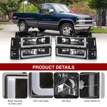 Load image into Gallery viewer, GMC C/K 1500 2500 3500 1994-2000 LED DRL Bar Factory Style Headlights + Bumpers + Corners Black Housing Clear Len Clear Reflector
