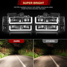 Load image into Gallery viewer, GMC C/K 1500 2500 3500 1994-2000 LED DRL Bar Factory Style Headlights + Bumpers + Corners Black Housing Clear Len Clear Reflector
