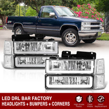 Load image into Gallery viewer, GMC C/K 1500 2500 3500 1994-2000 LED DRL Bar Factory Style Headlights + Bumpers + Corners Chrome Housing Clear Len Clear Reflector
