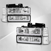 Load image into Gallery viewer, GMC C/K 1500 2500 3500 1994-2000 LED DRL Bar Factory Style Headlights + Bumpers + Corners Chrome Housing Clear Len Clear Reflector
