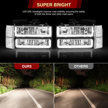 Load image into Gallery viewer, GMC C/K 1500 2500 3500 1994-2000 LED DRL Bar Factory Style Headlights + Bumpers + Corners Chrome Housing Clear Len Clear Reflector
