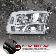 Load image into Gallery viewer, Dodge Ram 1500 2009-2018 / Ram 2500 3500 2010-2018 LED DRL Bar Factory Style Headlights Chrome Housing Clear Len Clear Reflector (Dual / Quad Models Headlamps Only)
