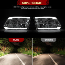 Load image into Gallery viewer, Dodge Ram 1500 2009-2018 / Ram 2500 3500 2010-2018 LED DRL Bar Factory Style Headlights Chrome Housing Clear Len Clear Reflector (Dual / Quad Models Headlamps Only)
