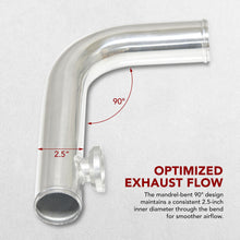 Load image into Gallery viewer, Universal 2.5 inch 90 Degree pipe with SQV / SSQV Flange Chrome
