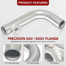 Load image into Gallery viewer, Universal 2.5 inch 90 Degree pipe with SQV / SSQV Flange Chrome
