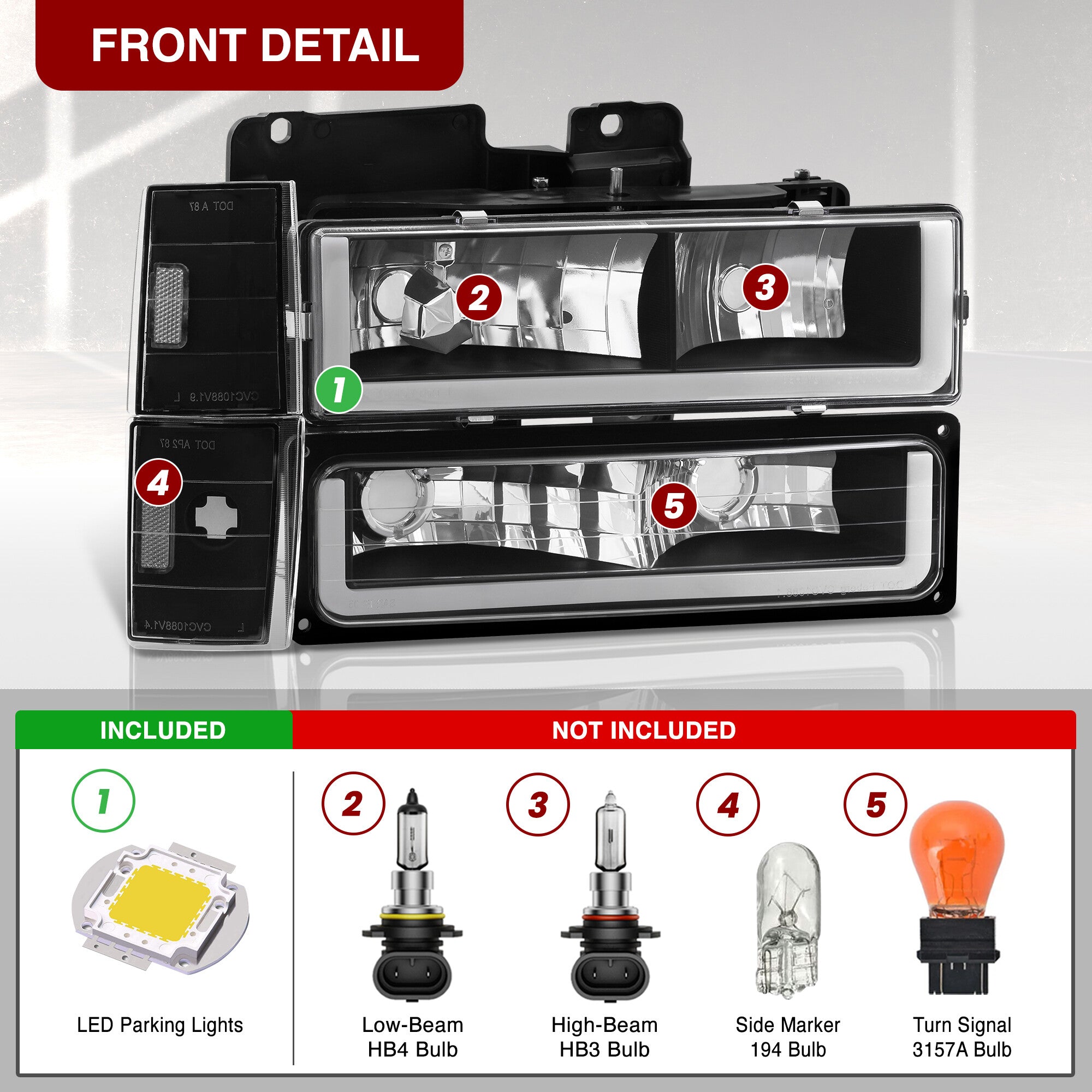 Chevrolet C/K 1500 2500 3500 1988-1993 LED DRL Bar Factory Style